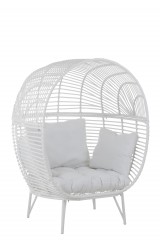 LOUNGE CHAIR WHITE WITH COUSHION 